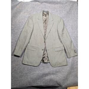 Vtg Lands End Blazer Jacket 42 RTan Houndstooth 2 Button Sport Coat